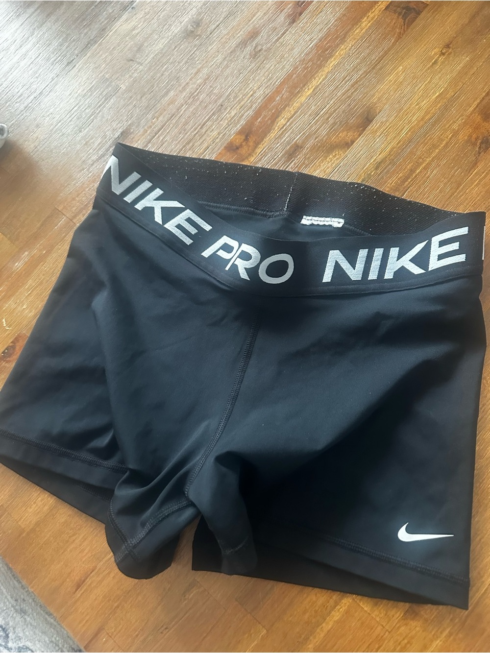 Nike  pro Black Compression Training Shorts with White Swoosh